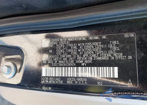 2006 Toyota Sequoia Limited V8 из США, поврежденный, VIN 5TDZT38A36S280824